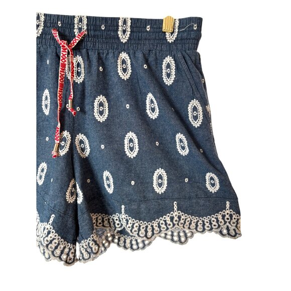 Anthropologie Ett:Twa Shorts Size Small Embroidered Scalloped Eyelet Pull On - Picture 3 of 7
